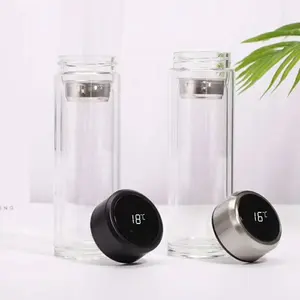 Akıllı Led sıcaklık göstergesi içecek cam su şişesi beyaz kutu ev ve mutfak ürünleri akıllı akıllı Drinkware desteği. Ltd