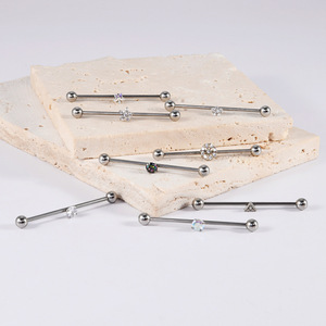 <span class=keywords><strong>Piercing</strong></span> d'<span class=keywords><strong>oreille</strong></span> en acier inoxydable, <span class=keywords><strong>piercing</strong></span> magnétique industriel, <span class=keywords><strong>piercing</strong></span> industriel à filetage externe, boucles d'oreilles étoile en zircon, bijoux pour hommes et femmes - Product Image 2