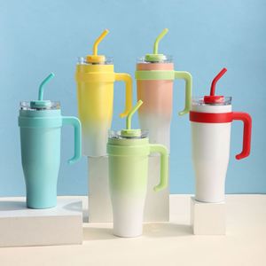 แก้วน้ำเก็บความเย็นขนาด 40 ออนซ์ รุ่น Car Ice Bully Handle Travel Tumbler ฝาปิดสุญญากาศพร้อมหลอดดูด กันลื่น รับผลิตแบบ ODM OEM ตามสั่ง - Product Image 6