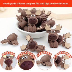For Deer Animal Design Three-Dimensional <b>Silicone</b> <b>Beads</b> Childrens Cute Teething Necklace Accessories DIY Baby Pacifier - Product Image 3