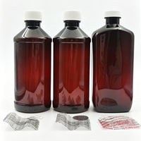 Bouteilles jetables en PET ambré de 16 oz (473 ml) avec bouchon à vis pour médicaments et compléments alimentaires, couleur personnalisée, impression sérigraphique