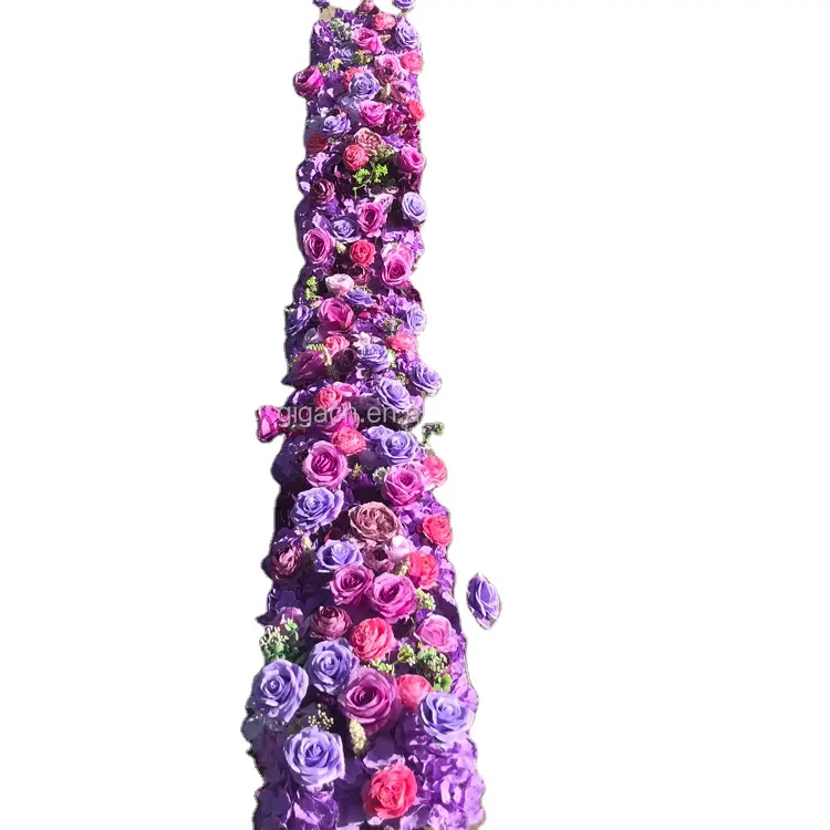 Giga Groothandel Op Maat Gemaakt 3d Sik Bloemenloper Decoratief Wit/Bordeauxrood/Paars Roze Groen Slinger Flower Runner