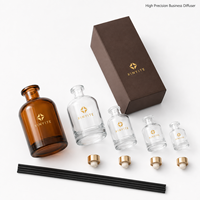 Bouteille diffuseur de parfum en verre transparent ambré rond avec logo personnalisé, vide, 50 ml, 100 ml, 150 ml, 250 ml, 500 ml, récipient d'aromathérapie