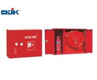 Enrouleur de tuyau d'incendie flexible en acier doux avec armoire à double porte pour extincteur, revêtement poudré, durable et recyclable