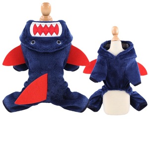 Pet Shark Costume Navy Blue Coral Fleece Dog <b>Cat</b> <b>Clothes</b> All Seasons European Style Four-Legged Flannel Apparel - Product Image 5