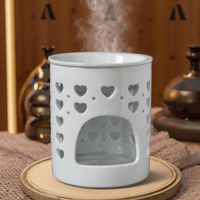 Brûleur d'huiles essentielles en céramique blanc en forme de cœur ouvert pour la Saint-Valentin, brûleur de cire, diffuseur d'arômes et d'encens aux graines