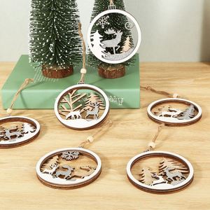 Christmas Art Style Hanging Wooden Plaque Hollow Craft Scene <b>Wood</b> <b>Slice</b> Christmas Tree Decorations MDF Material Engraved Carving - Product Image 3