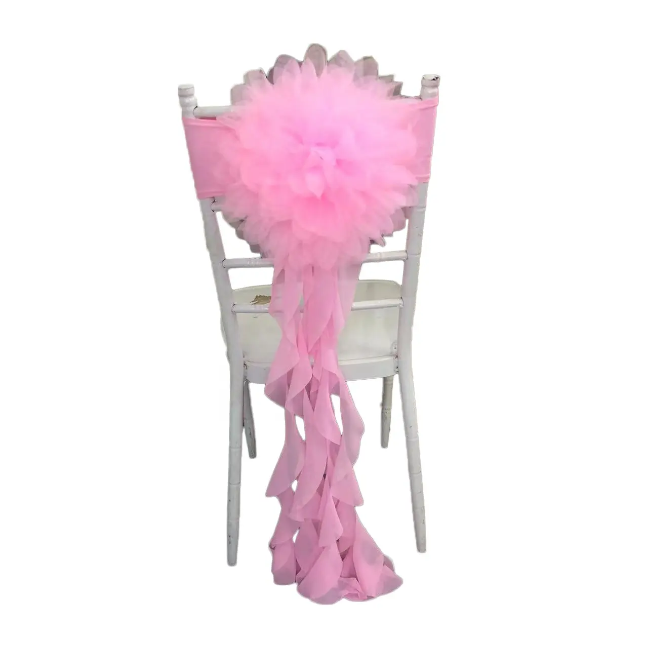 Kıvırcık söğüt büyük çiçek spandex düğün sandalyesi kanat