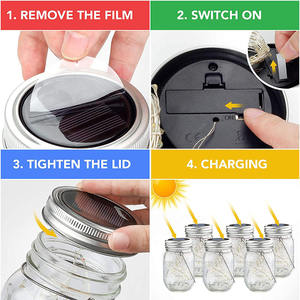 Белая стеклянная банка с завинчивающейся крышкой свет с крышкой на солнечной энергии светодиодные лампы для дома и улицы освещенные Фея Светодиодная лампа - Product Image 6