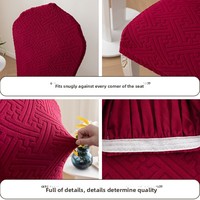 Housse de chaise en polyester jacquard à motif Grande Muraille de style européen, ajustement universel, entièrement enveloppante, anti-poussière, extensible et épaissie