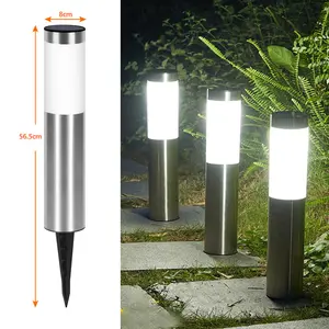 Outdoor Waterdichte Rvs Tuinpad Landschap Verlichting Gazon Lamp Led Zonne-energie Tuinpad Bolder Post Licht