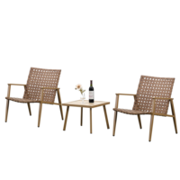 Ensemble de meubles de patio en rotin d'extérieur 3 pièces (2+1) résistant aux UV, comprenant chaises et table, pour vente en gros