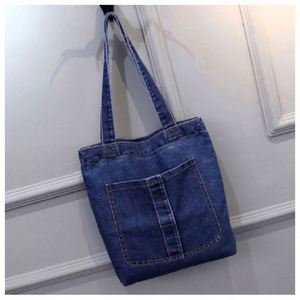 Sac à bandoulière grande capacité pour femme, sac à bandoulière décontracté en jean, sac de shopping en jean - Product Image 5