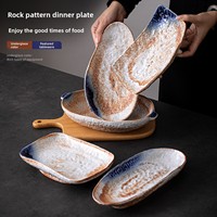 Assiette à dîner en porcelaine solide motif myrtille, compatible micro-ondes, style vintage, luxe léger, rétro, rectangulaire, pour la maison, l'hôtel et le restaurant