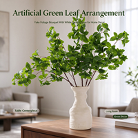 Feuilles de menthe artificielles en PVC réalistes, aspect filmé, 70 cm, faites à la main, matériaux floraux modernes pour la décoration de la maison de Thanksgiving