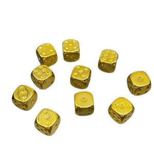 Gold Metal <b>Dice</b> 1.4Cm Hexahedron Durable For Chess And Card Games 7 Pieces Set - Product Image 3