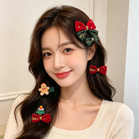 Ensemble de pinces à cheveux de Noël mignonnes pour filles et enfants, barrettes à nœuds décoratives en forme de pain d'épices, épingles à cheveux pour franges latérales, accessoires capillaires pour enfants