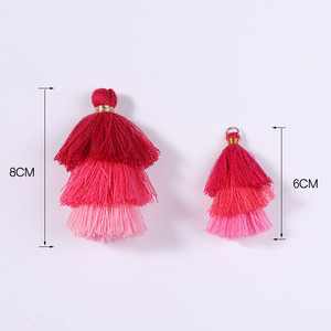 3 couches Design 8cm Pompons en coton pour porte-clés DIY Cotton Tassel <span class=keywords><strong>Fringe</strong></span> for Jewelry Making - Product Image 2