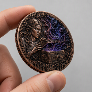 Pièce commémorative personnalisée 3D en relief <span class=keywords><strong>de</strong></span> la Boîte <span class=keywords><strong>de</strong></span> <span class=keywords><strong>Pandora</strong></span>, en bronze antique, thème Mythe grec, pièce <span class=keywords><strong>de</strong></span> défi <span class=keywords><strong>de</strong></span> l'Espoir pour collection <span class=keywords><strong>de</strong></span> luxe ou cadeau - Product Image 4