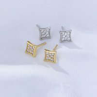 Boucles d'oreilles clous Fulsun en argent sterling 925 plaqué or avec zircone cubique, style hip-hop, vente en gros de bijoux fins