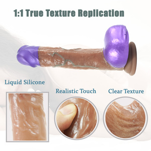 Vibratore Dildo in Silicone liquido di grande potenza a 7 spinte vibratore riscaldante con struttura trasparente, pene telescopico, per giocattoli Sexy femminili - Product Image 3