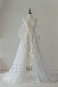 Mily Bridal QW01911 Новый дизайн без рукавов аппликация Кружева трапеция современный стиль невесты плюс Szie модное роскошное свадебное платье - Product Image 3