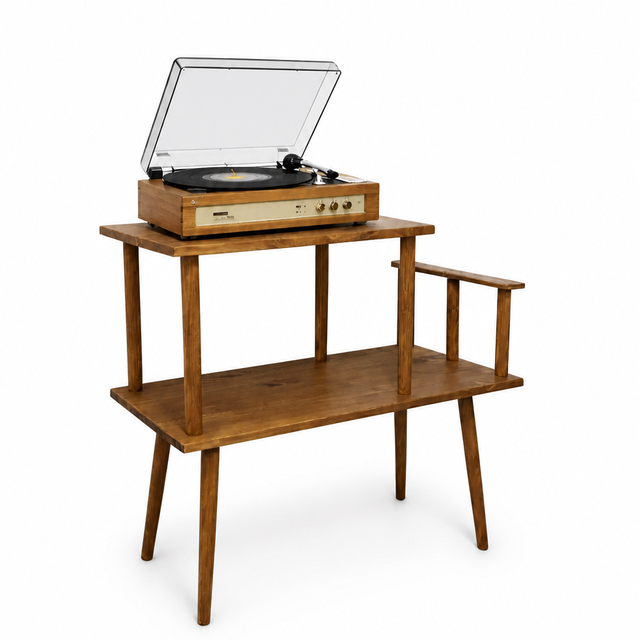 Hot Sales Modern Handmade Solid Wood Turntable Stand Mid Century Modern Wood Vinyl Record Storage Wooden Record Player Stand