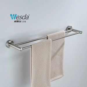Luxury Wall Mounted <strong>Chrome</strong> Round <strong>Double</strong> <strong>Towel</strong> Rack Bathroom <strong>Double</strong> <strong>Towel</strong> <strong>Bar</strong>