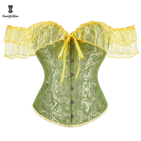 Corset bustier vintage pour femme, grande taille, avec fermeture à 6 agrafes sur le devant, à lacets, style bandage, manches en dentelle, bleu clair et foncé, pour occasions festives