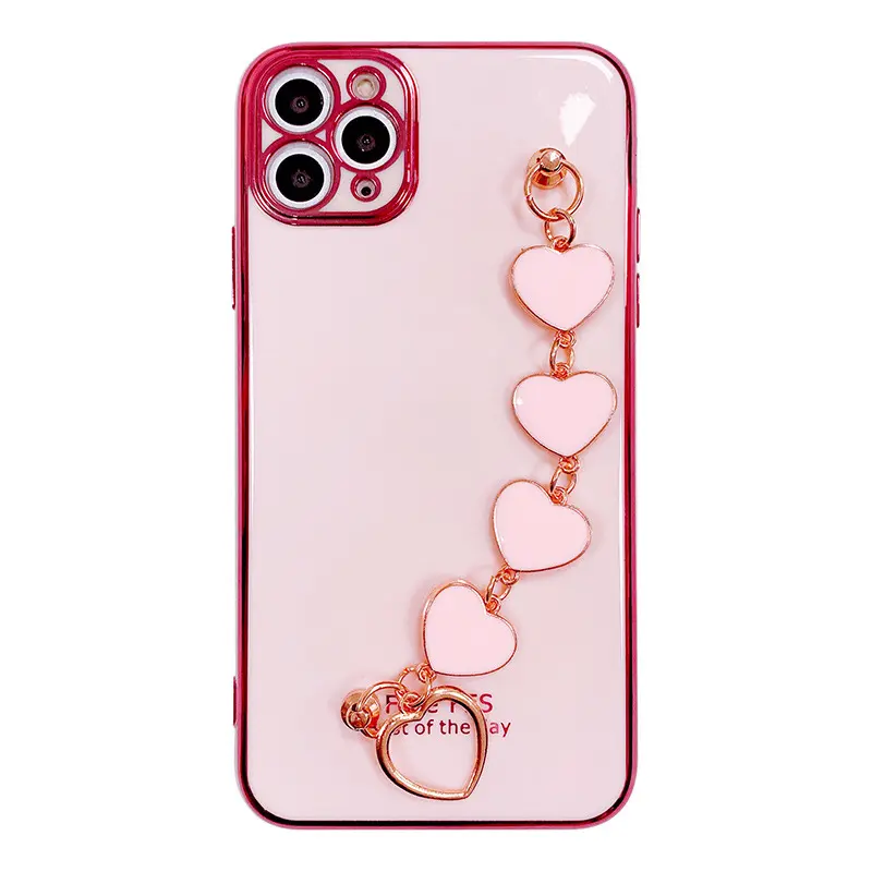 Мягкий чехол с браслетом Love Heart для телефона iPhone 11 12 13 Pro 14 pro Max XS X XR 7 8 Plus