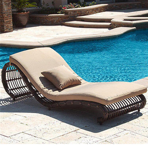 Jardin Rotin Meubles de Patio En Plein Air Étanche Coussin Bain de Soleil <span class=keywords><strong>Chaise</strong></span> longue Chaises Longues <span class=keywords><strong>Méridienne</strong></span> Pour Banc - Product Image 1