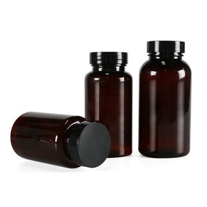 Precio de fábrica Botella redonda de PET 150ml 250ml Transparente con tapas de tornillo de serigrafía Grado alimenticio para píldoras de Ashwagandha - Product Image 1