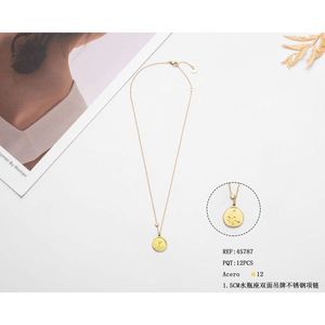 Collana con ciondolo doppio lato Aquarius da 1,5 cm in acciaio inossidabile per donna - Product Image 3