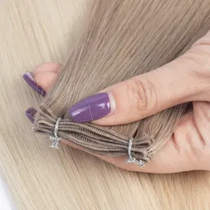 Wholesale Price Double Drawn Machine Tied Weft European Human Hair Genius Weft