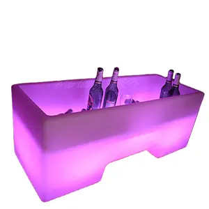 Colorful LED luminous rectangular wine groove,waterproof fashion furniture LED ice bucket holder