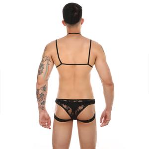Ensemble de <span class=keywords><strong>lingerie</strong></span> en <span class=keywords><strong>dentelle</strong></span> <span class=keywords><strong>pour</strong></span> <span class=keywords><strong>homme</strong></span>, combo bralette et string gay, soutien-gorge en maille transparente avec string assorti, sous-vêtements sensuels <span class=keywords><strong>pour</strong></span> <span class=keywords><strong>homme</strong></span> - Product Image 5