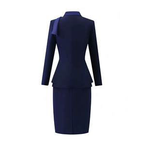 Uniforme de azafata Lm, blazer azul marino para mujer con pajarita, ropa de trabajo profesional para personal de hotel y uso empresarial - Product Image 2