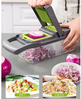 Trancheuse à mandoline multifonctionnelle pour fruits et oignons 16-1 Outils et gadgets de cuisine Coupe-légumes en PP et coupe-pommes de terre