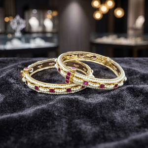 กำไลทองโบราณแบบเปิดได้ - Kanhai Jewels 2 ชิ้น สไตล์โรแมนติก ทำจากทองแดงผสม ปราศจากนิกเกิลและตะกั่ว เครื่องประดับสำหรับผู้หญิงในวันครบรอบ - Product Image 3