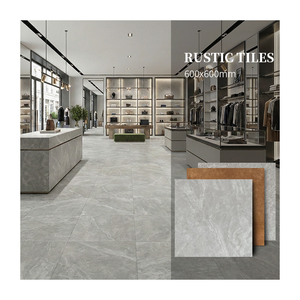 Carreaux de sol rustiques en <span class=keywords><strong>grès</strong></span> gris clair 600x600mm, aspect marbre mat antidérapant, carreaux en porcelaine pour salon et cuisine - Product Image 1