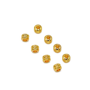 Double Line Wheel Spacer <b>Beads</b> 4mm Gold Plated Copper Round For Bracelet Making - Product Image 4