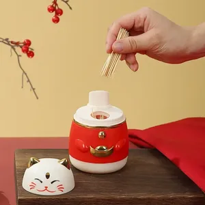 ที่ใส่ไม้จิ้มฟันแบบกด Fortune Cat สำหรับห้องนั่งเล่น สีสันสวยงาม กล่องไม้จิ้มฟันแบบป๊อปอัพอัตโนมัติ ลายการ์ตูน - Product Image 5