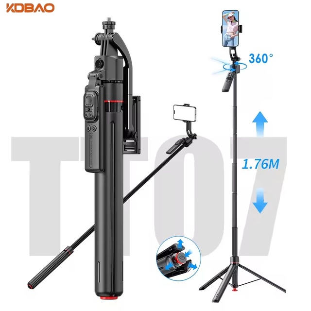 KdbaoTT07 1.76m Aluminum Alloy Foldable Selfie Stick Tripod AI Face Tracking Magnetic Remote Control Vlog Live Video Shooting