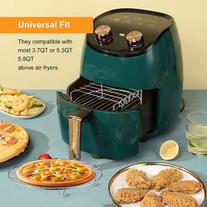 Accesorios para freidora de aire, estante para asar de doble capa con <span class=keywords><strong>pinchos</strong></span>, cesta de acero inoxidable para herramientas y accesorios de cocina - Product Image 6