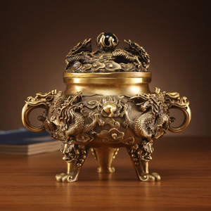 Brûleur d'encens en laiton Nine Dragon, petite taille, fait main, pour usage religieux, artisanat décoratif - Product Image 2