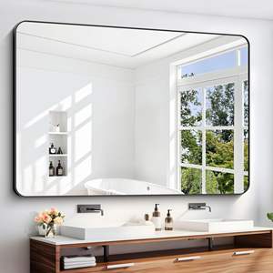 Espejo de baño autoadhesivo montado en la pared, diseño sin perforación, adecuado para uso en lavabo y maquillaje - Product Image 1