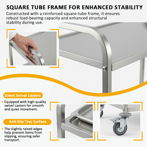 Carrello da Cucina a 3 Ripiani in Acciaio Inox, Carrello di Servizio con Ruote per <span class=keywords><strong>Ristoranti</strong></span>, Vendita Diretta dalla Fabbrica - Product Image 4