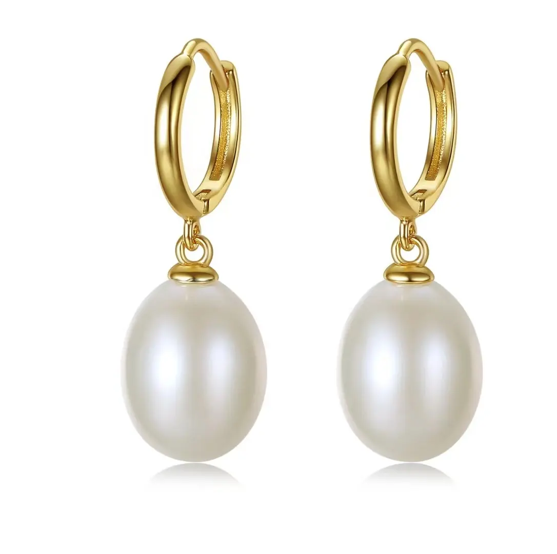 Fashion sterling silver freshwater Pearl clip on earrings 925 silver 9-10mm beads pink white purple pearl pendant women earrings