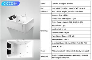 Led bağlantısız tasarım 1.8m Whirlpool Spa küvetler küvet 4 kişi yastık su jeti hidro masaj banyosu - Product Image 2
