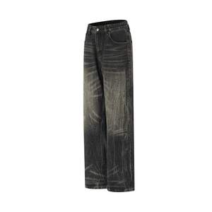 <span class=keywords><strong>กางเกง</strong></span>ยีนส์ทรงขากว้างสีดำเทาแบบย้อมสีพิเศษ สำหรับทุกฤดู คุณภาพสูง ดีไซน์หรูหรา ทันสมัย สำหรับผู้ชาย - Product Image 3